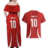 Custom Albania National Football Couples Matching Off Shoulder Maxi Dress and Hawaiian Shirt The Wings Sporty Style - Wonder Print Shop