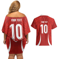 Custom Albania National Football Couples Matching Off Shoulder Short Dress and Hawaiian Shirt The Wings Sporty Style - Wonder Print Shop