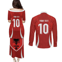 Custom Albania National Football Couples Matching Puletasi and Long Sleeve Button Shirt The Wings Sporty Style - Wonder Print Shop
