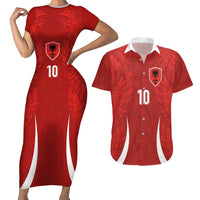 Custom Albania National Football Couples Matching Short Sleeve Bodycon Dress and Hawaiian Shirt The Wings Sporty Style - Wonder Print Shop