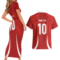 Custom Albania National Football Couples Matching Short Sleeve Bodycon Dress and Hawaiian Shirt The Wings Sporty Style - Wonder Print Shop