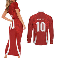 Custom Albania National Football Couples Matching Short Sleeve Bodycon Dress and Long Sleeve Button Shirt The Wings Sporty Style - Wonder Print Shop