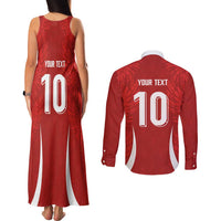 Custom Albania National Football Couples Matching Tank Maxi Dress and Long Sleeve Button Shirt The Wings Sporty Style - Wonder Print Shop