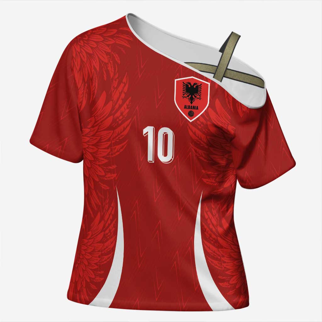 Custom Albania National Football Cross Shoulder Shirt The Wings Sporty Style - Wonder Print Shop