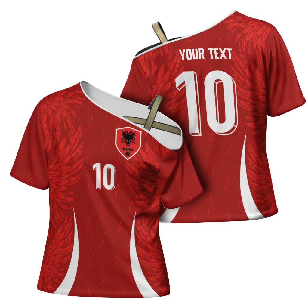 Custom Albania National Football Cross Shoulder Shirt The Wings Sporty Style - Wonder Print Shop