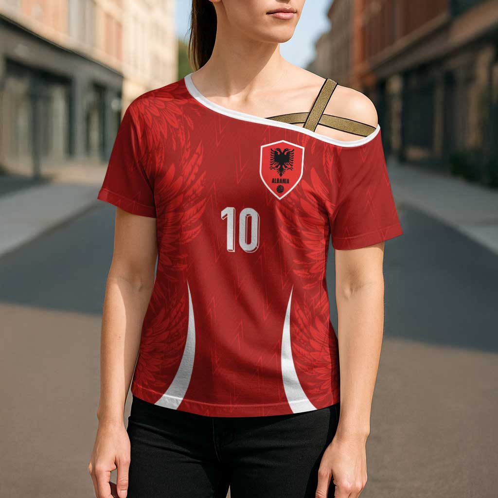 Custom Albania National Football Cross Shoulder Shirt The Wings Sporty Style - Wonder Print Shop