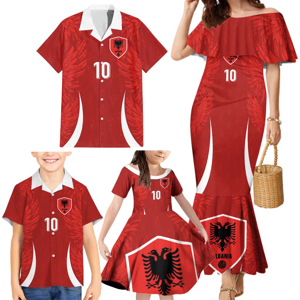 Custom Albania National Football Family Matching Mermaid Dress and Hawaiian Shirt The Wings Sporty Style - Wonder Print Shop