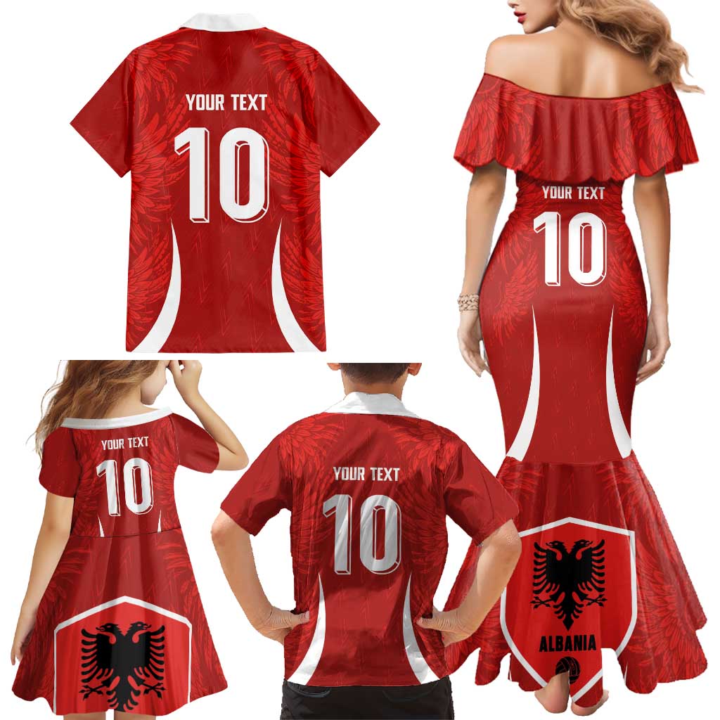 Custom Albania National Football Family Matching Mermaid Dress and Hawaiian Shirt The Wings Sporty Style - Wonder Print Shop