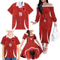 Custom Albania National Football Family Matching Off The Shoulder Long Sleeve Dress and Hawaiian Shirt The Wings Sporty Style - Wonder Print Shop