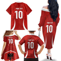 Custom Albania National Football Family Matching Off The Shoulder Long Sleeve Dress and Hawaiian Shirt The Wings Sporty Style - Wonder Print Shop