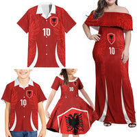 Custom Albania National Football Family Matching Off Shoulder Maxi Dress and Hawaiian Shirt The Wings Sporty Style - Wonder Print Shop