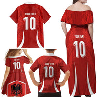 Custom Albania National Football Family Matching Off Shoulder Maxi Dress and Hawaiian Shirt The Wings Sporty Style - Wonder Print Shop