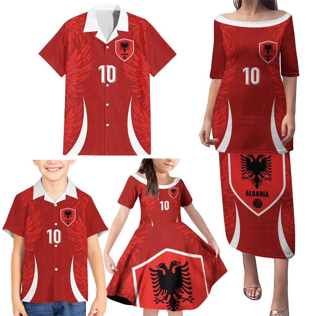 Custom Albania National Football Family Matching Puletasi and Hawaiian Shirt The Wings Sporty Style - Wonder Print Shop
