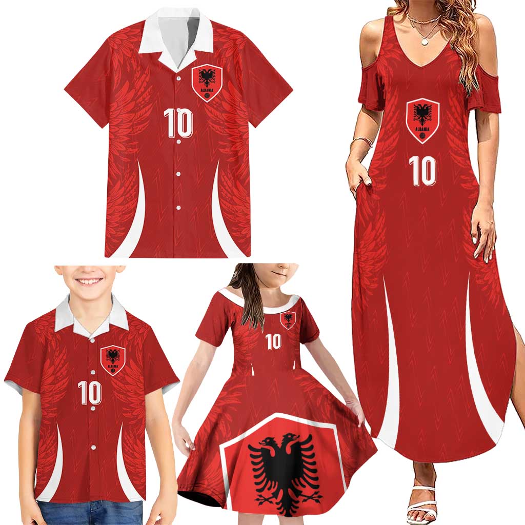 Custom Albania National Football Family Matching Summer Maxi Dress and Hawaiian Shirt The Wings Sporty Style - Wonder Print Shop