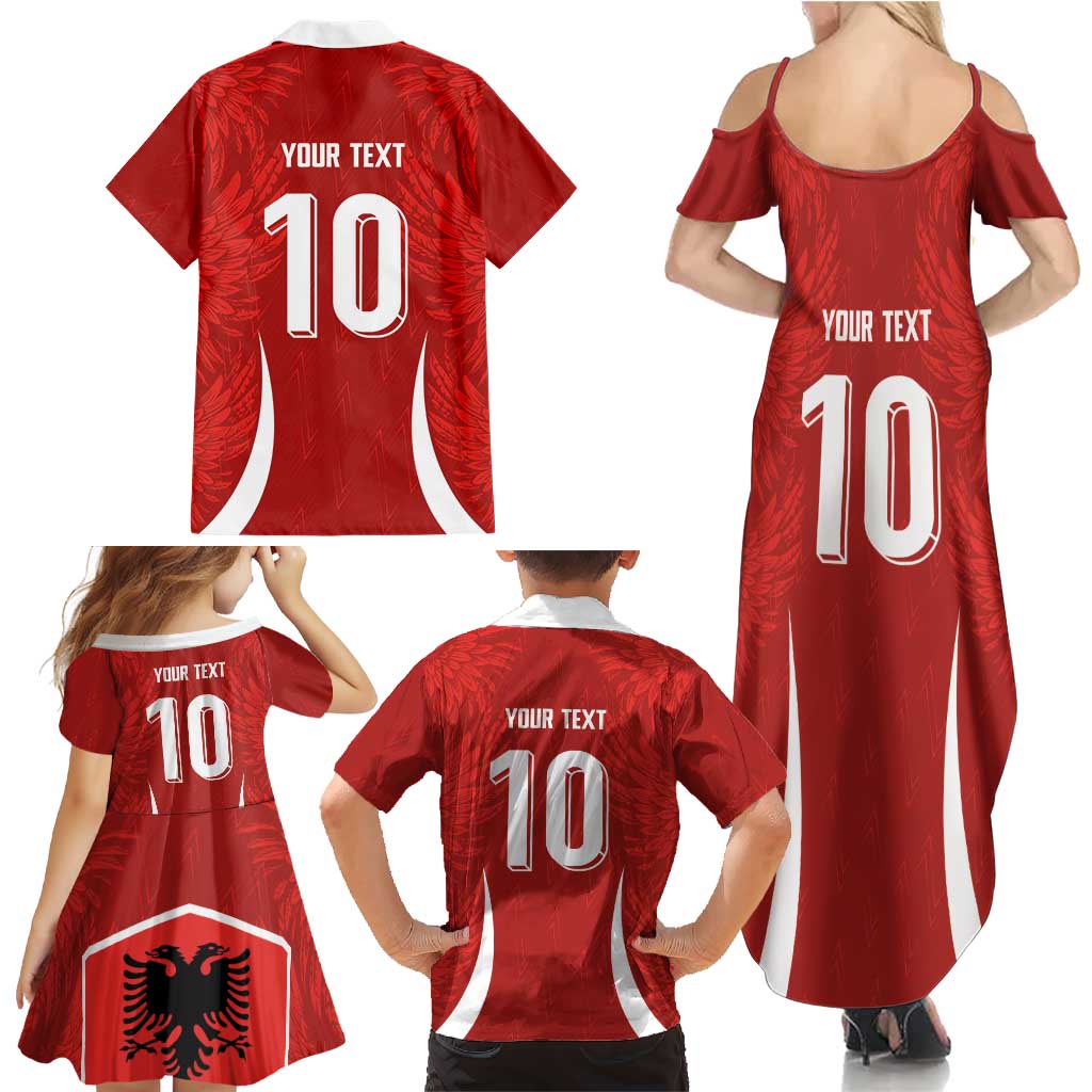 Custom Albania National Football Family Matching Summer Maxi Dress and Hawaiian Shirt The Wings Sporty Style - Wonder Print Shop