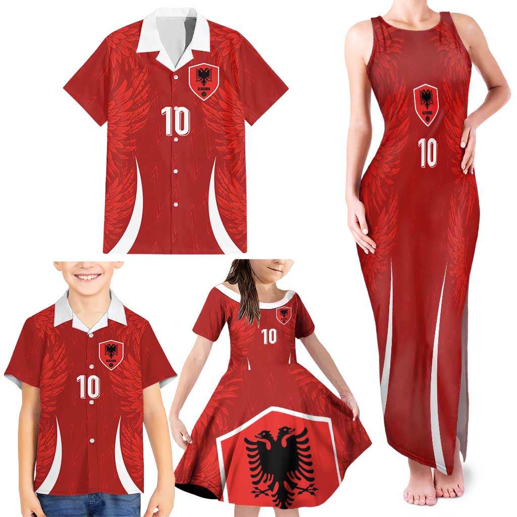 Custom Albania National Football Family Matching Tank Maxi Dress and Hawaiian Shirt The Wings Sporty Style - Wonder Print Shop
