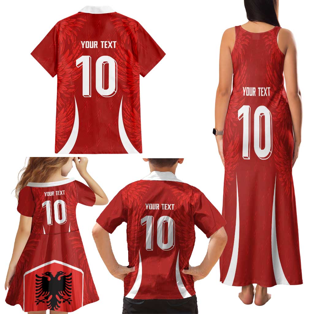 Custom Albania National Football Family Matching Tank Maxi Dress and Hawaiian Shirt The Wings Sporty Style - Wonder Print Shop