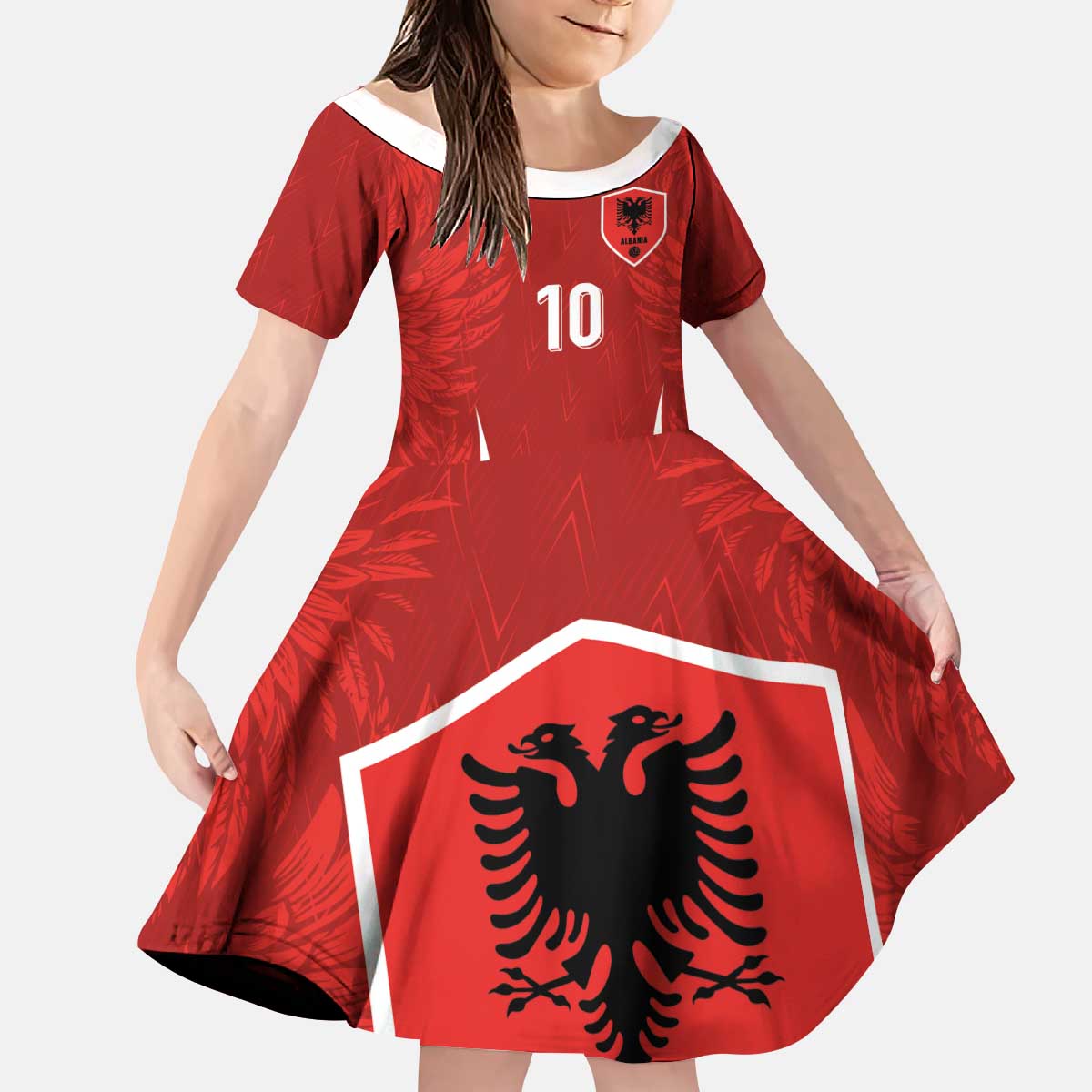 Custom Albania National Football Kid Short Sleeve Dress The Wings Sporty Style - Wonder Print Shop