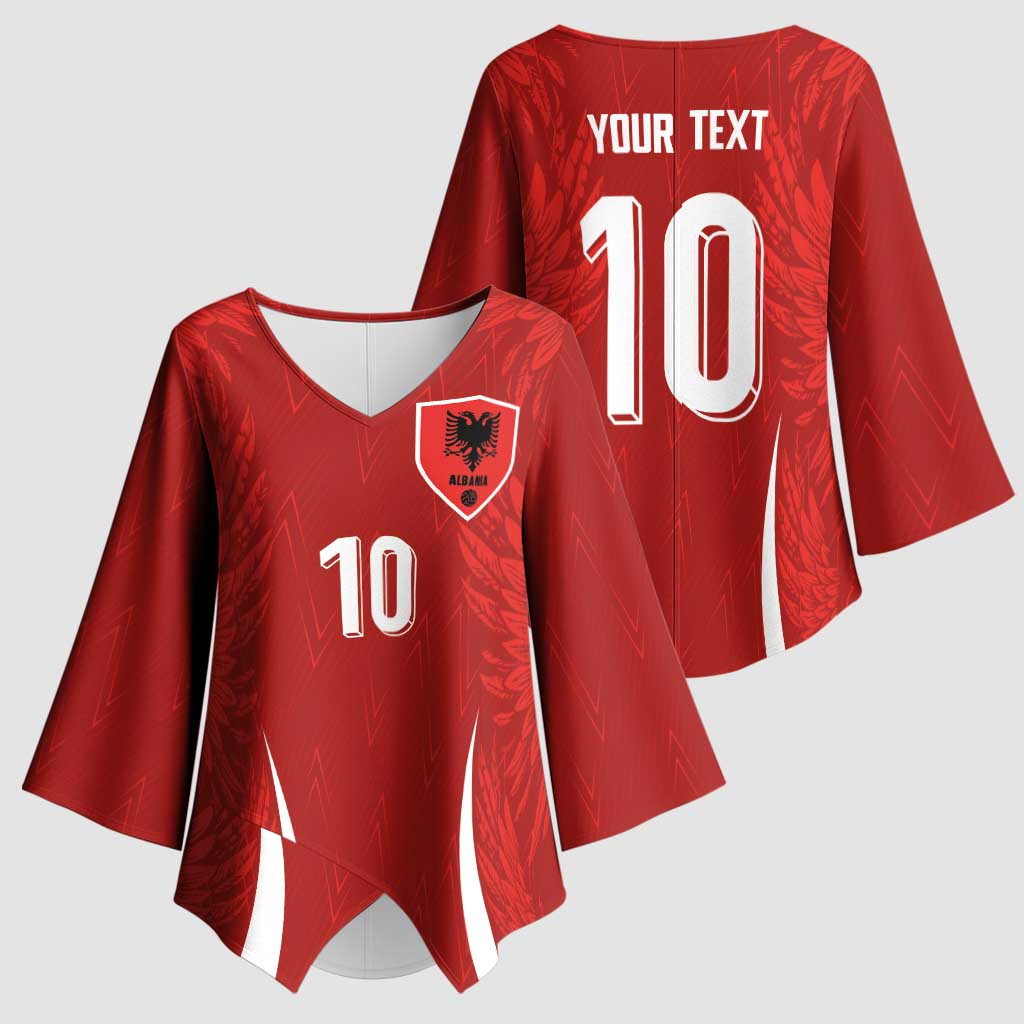 Custom Albania National Football Kimono Sleeve Blouse The Wings Sporty Style - Wonder Print Shop
