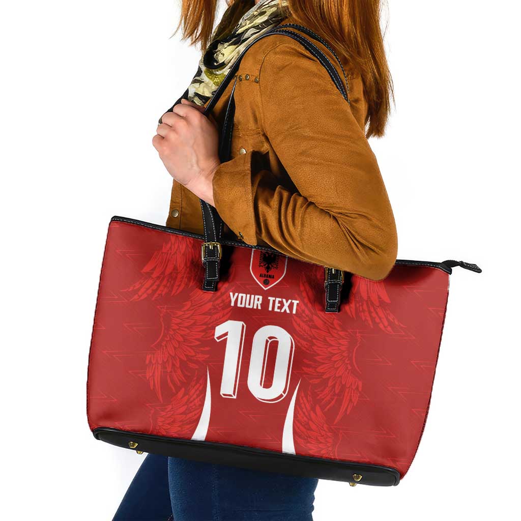 Custom Albania National Football Leather Tote Bag The Wings Sporty Style - Wonder Print Shop