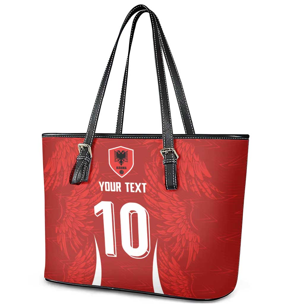 Custom Albania National Football Leather Tote Bag The Wings Sporty Style - Wonder Print Shop