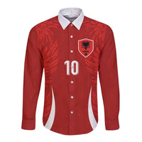 Custom Albania National Football Long Sleeve Button Shirt The Wings Sporty Style - Wonder Print Shop