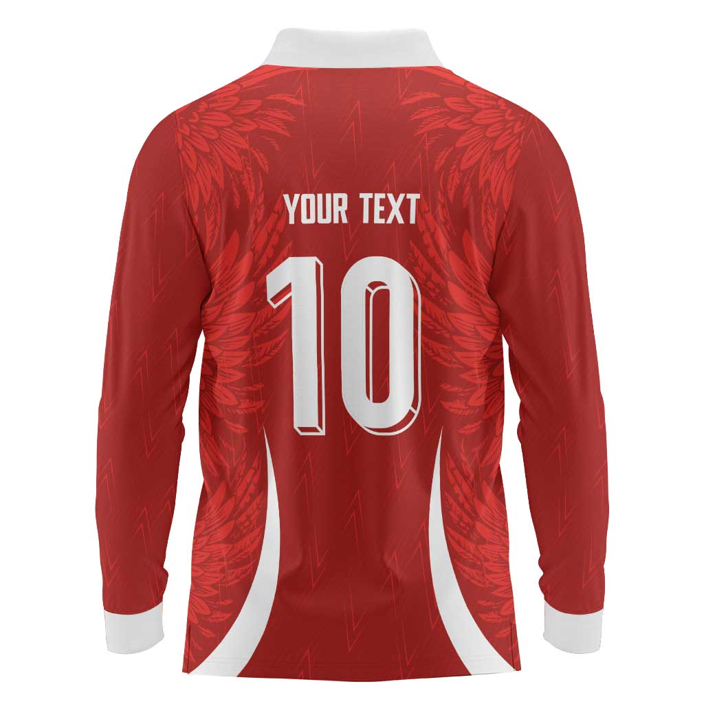 Custom Albania National Football Long Sleeve Polo Shirt The Wings Sporty Style - Wonder Print Shop