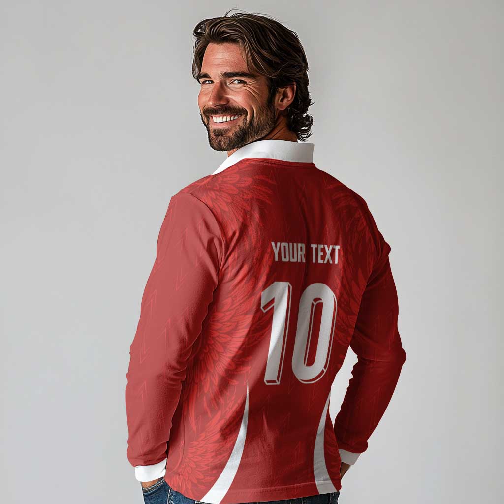 Custom Albania National Football Long Sleeve Polo Shirt The Wings Sporty Style - Wonder Print Shop
