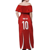 Custom Albania National Football Off Shoulder Maxi Dress The Wings Sporty Style - Wonder Print Shop