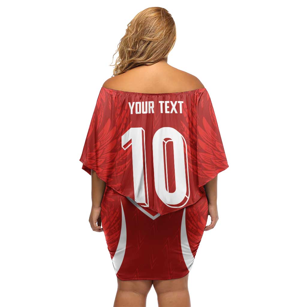 Custom Albania National Football Off Shoulder Short Dress The Wings Sporty Style - Wonder Print Shop