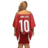 Custom Albania National Football Off Shoulder Short Dress The Wings Sporty Style - Wonder Print Shop