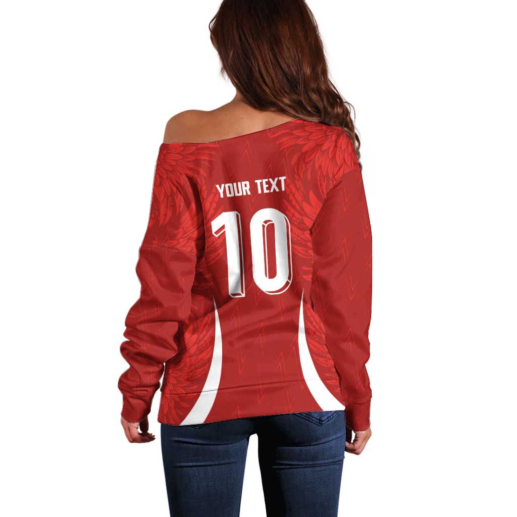 Custom Albania National Football Off Shoulder Sweater The Wings Sporty Style - Wonder Print Shop