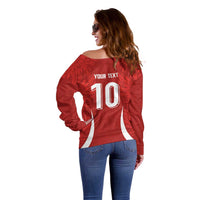 Custom Albania National Football Off Shoulder Sweater The Wings Sporty Style - Wonder Print Shop