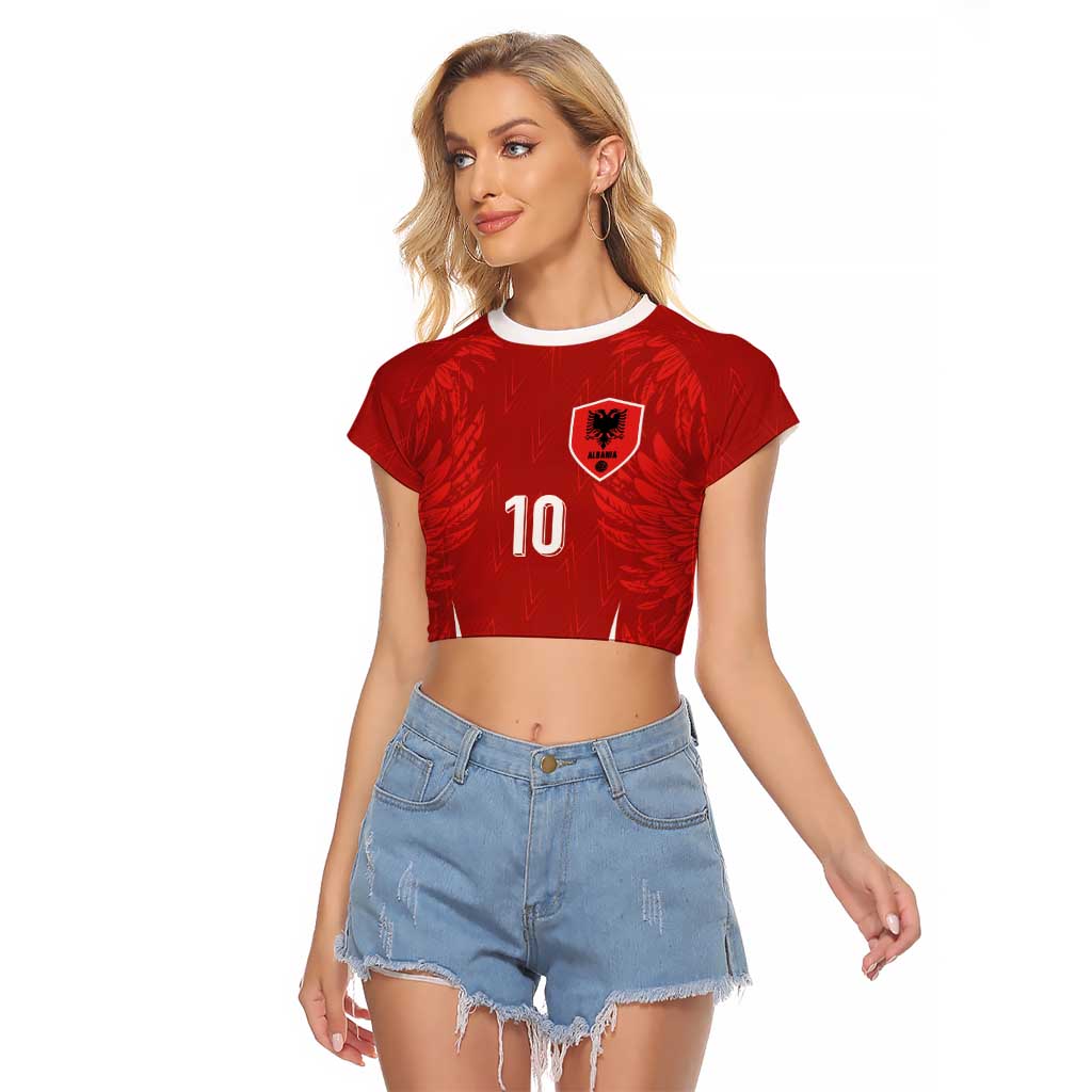 Custom Albania National Football Raglan Cropped T Shirt The Wings Sporty Style - Wonder Print Shop