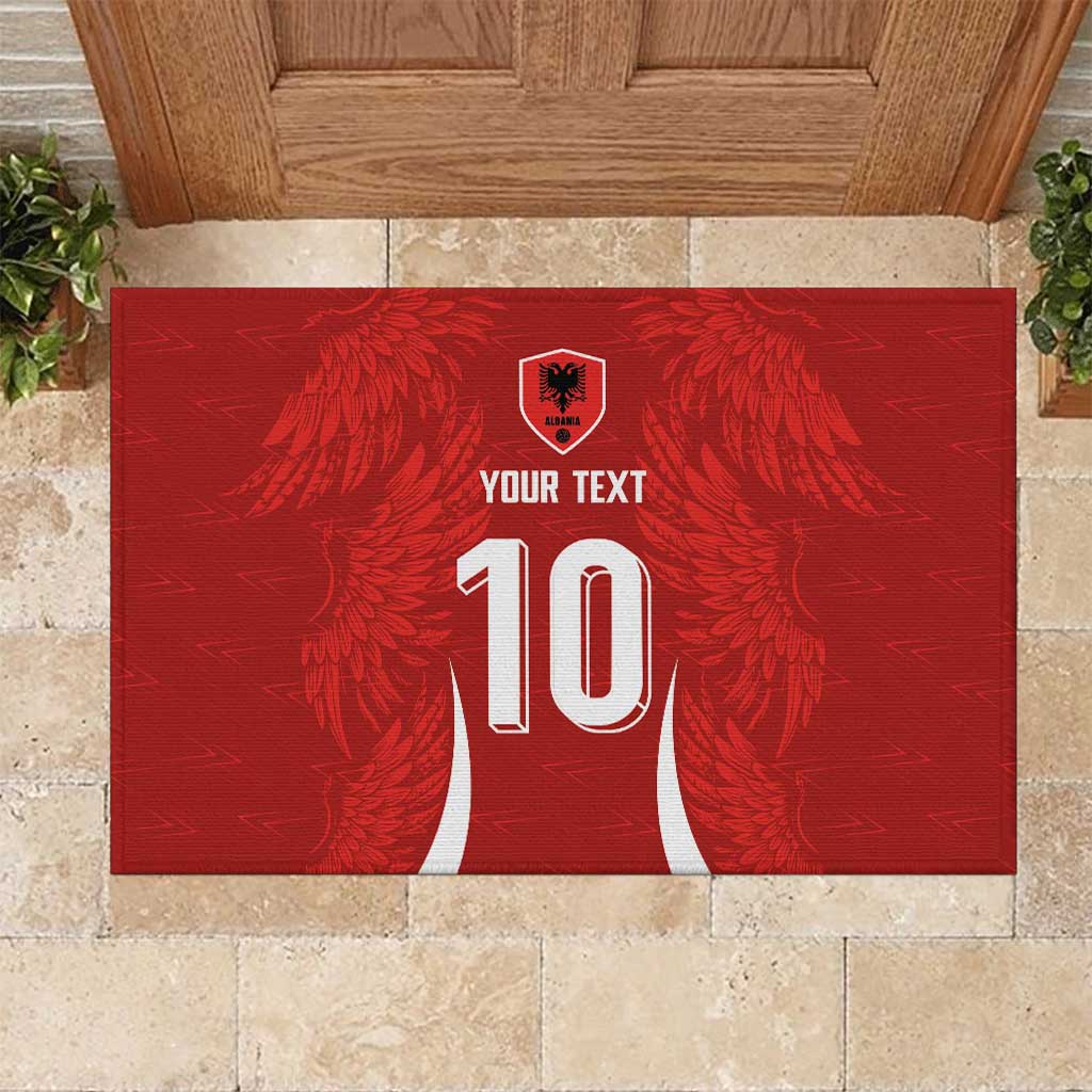 Custom Albania National Football Rubber Doormat The Wings Sporty Style - Wonder Print Shop