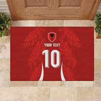 Custom Albania National Football Rubber Doormat The Wings Sporty Style - Wonder Print Shop