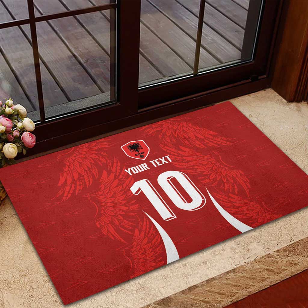 Custom Albania National Football Rubber Doormat The Wings Sporty Style - Wonder Print Shop