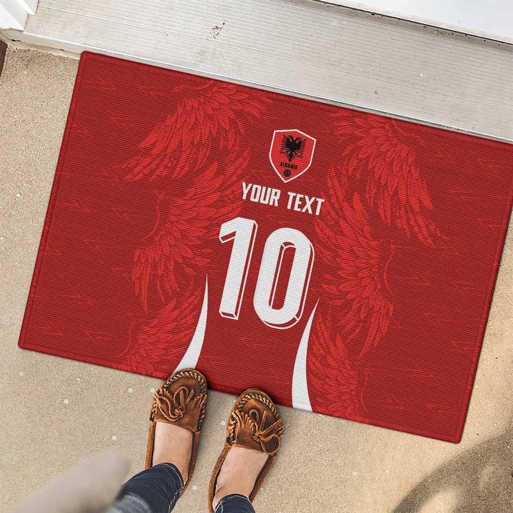 Custom Albania National Football Rubber Doormat The Wings Sporty Style - Wonder Print Shop