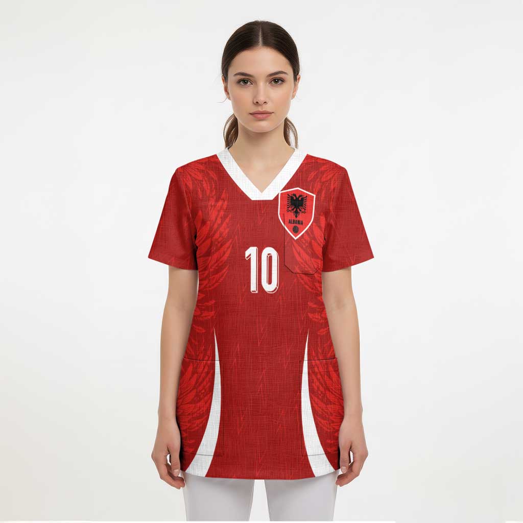 Custom Albania National Football Scrub Top The Wings Sporty Style - Wonder Print Shop