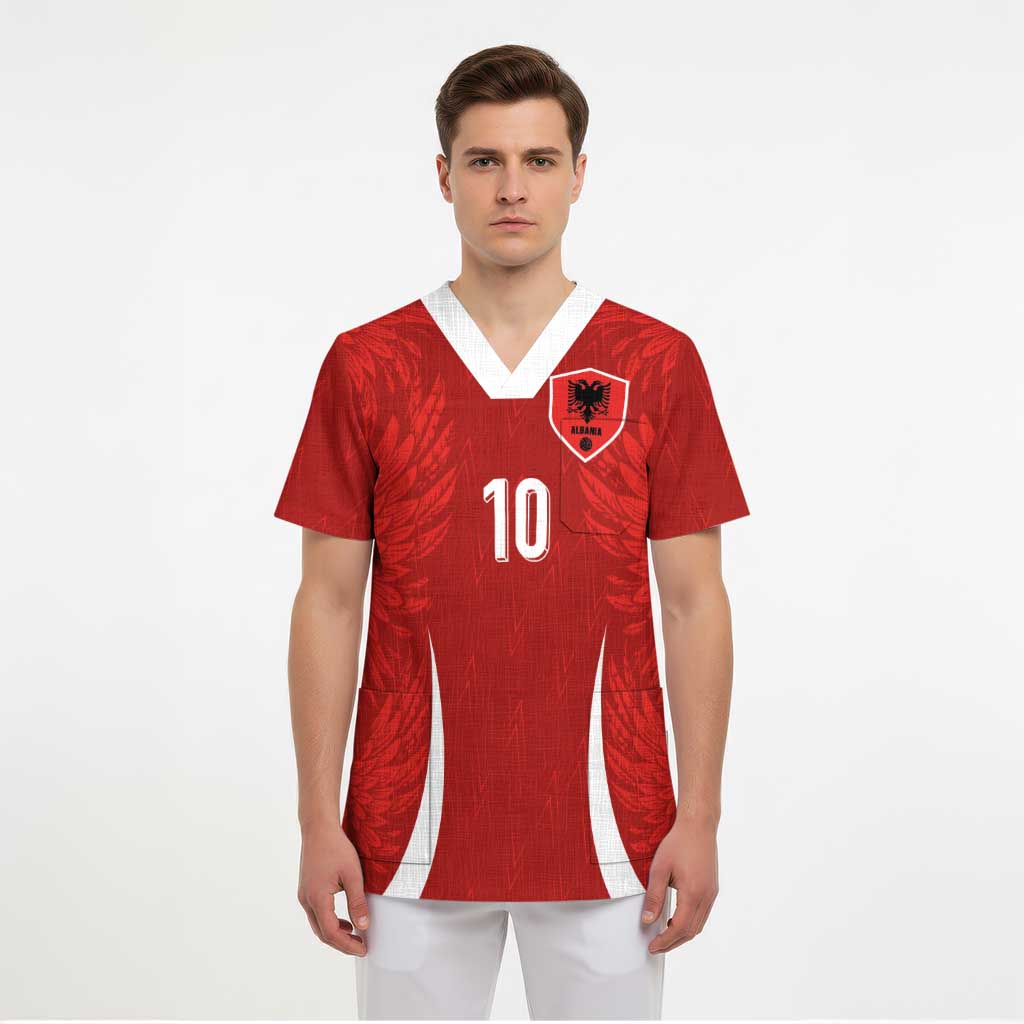 Custom Albania National Football Scrub Top The Wings Sporty Style - Wonder Print Shop