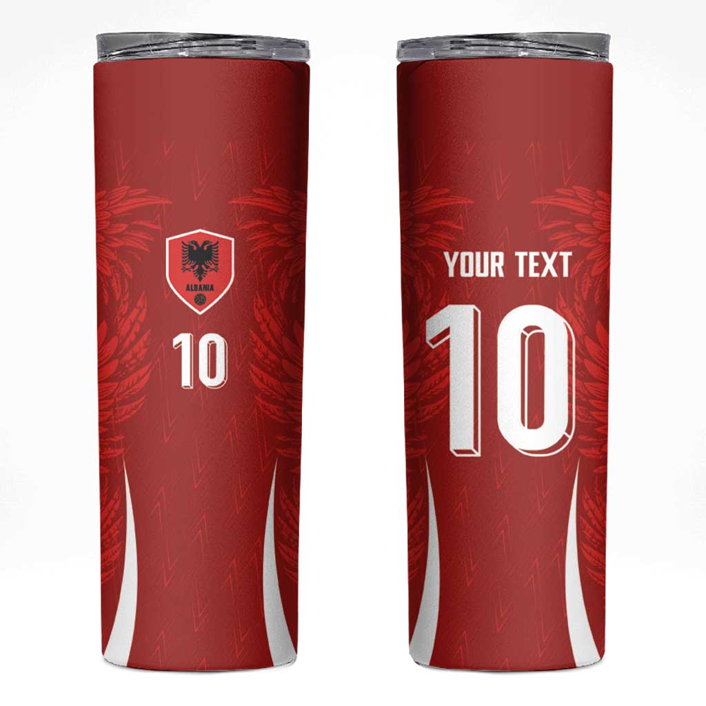 Custom Albania National Football Skinny Tumbler The Wings Sporty Style - Wonder Print Shop