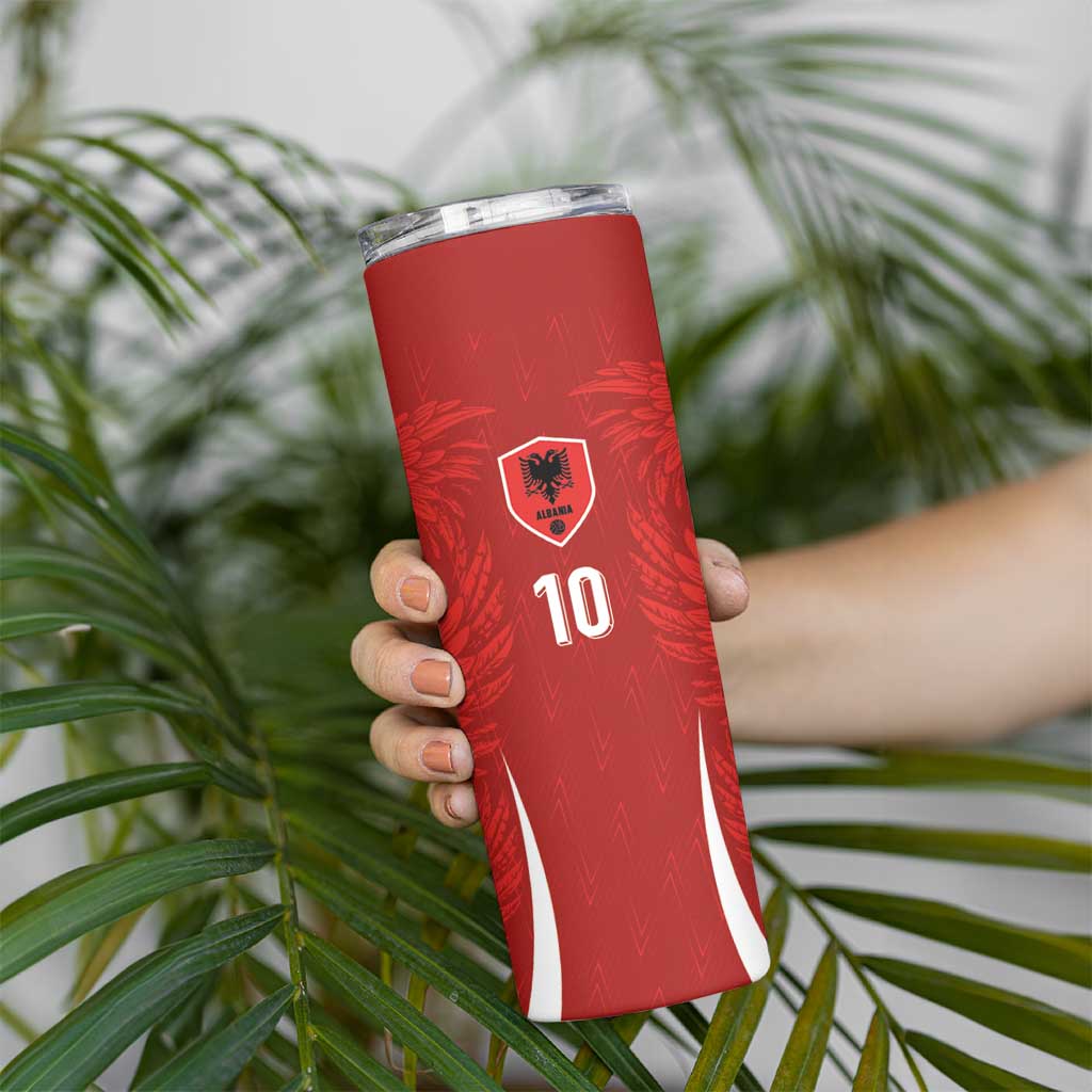 Custom Albania National Football Skinny Tumbler The Wings Sporty Style - Wonder Print Shop