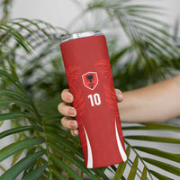 Custom Albania National Football Skinny Tumbler The Wings Sporty Style - Wonder Print Shop