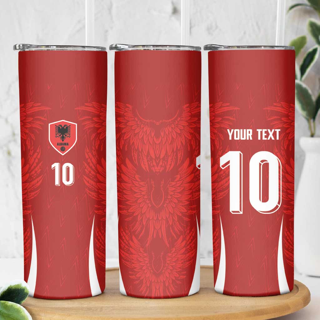 Custom Albania National Football Skinny Tumbler The Wings Sporty Style - Wonder Print Shop