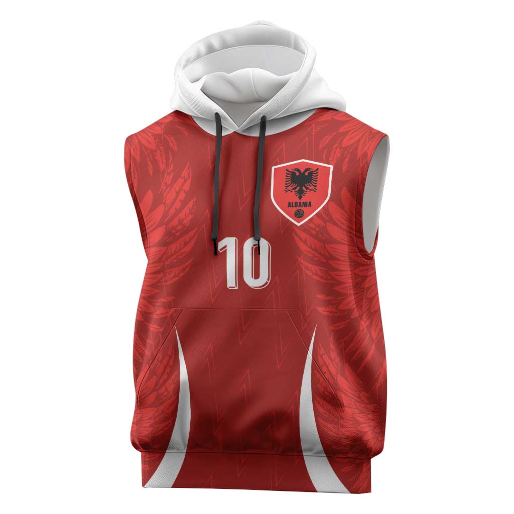 Custom Albania National Football Sleeveless Hoodie The Wings Sporty Style - Wonder Print Shop
