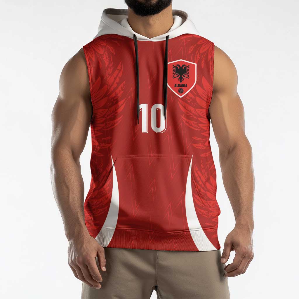 Custom Albania National Football Sleeveless Hoodie The Wings Sporty Style - Wonder Print Shop