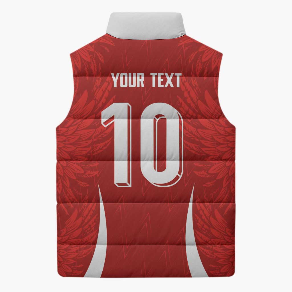 Custom Albania National Football Sleeveless Puffer Jacket The Wings Sporty Style - Wonder Print Shop