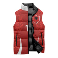 Custom Albania National Football Sleeveless Puffer Jacket The Wings Sporty Style - Wonder Print Shop