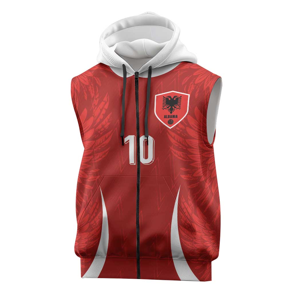 Custom Albania National Football Sleeveless Zip Hoodie The Wings Sporty Style - Wonder Print Shop