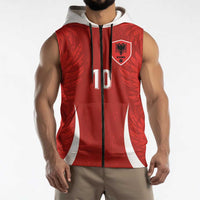 Custom Albania National Football Sleeveless Zip Hoodie The Wings Sporty Style - Wonder Print Shop